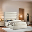 Meridian Furniture Adam Cream Boucle Fabric Queen Bed