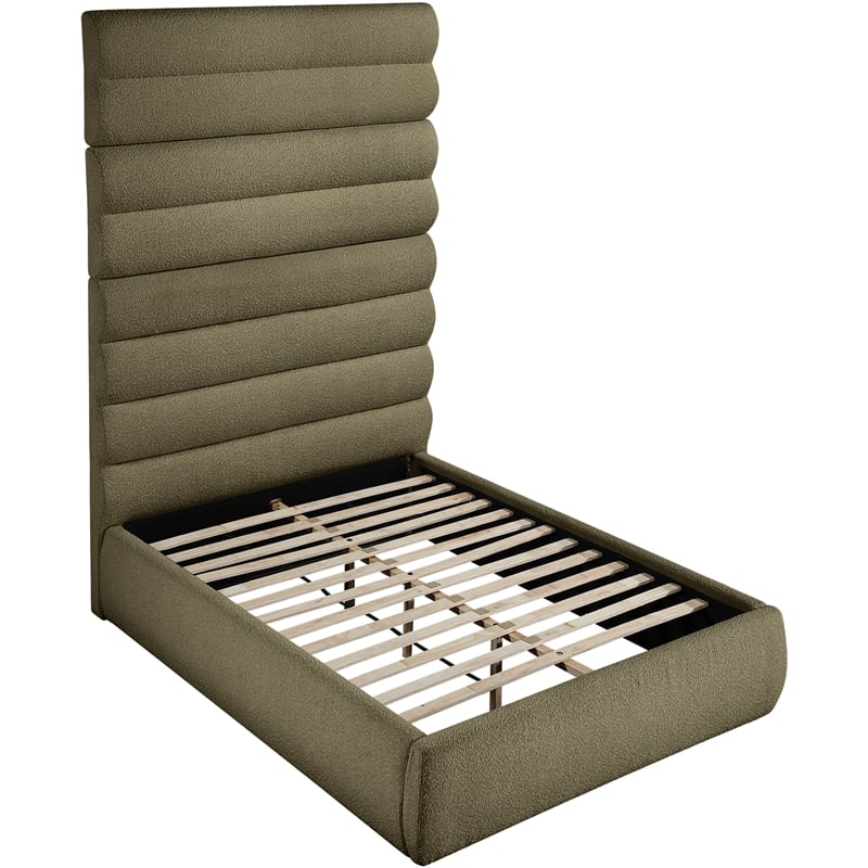 Meridian Furniture Adam Olive Boucle Fabric Full Bed