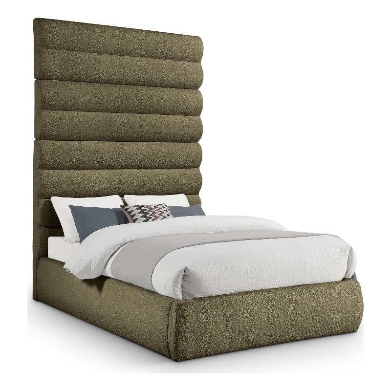 Meridian Furniture Adam Olive Boucle Fabric Full Bed