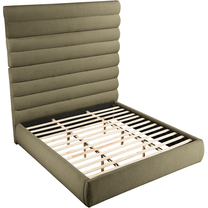 Meridian Furniture Adam Olive Boucle Fabric King Bed
