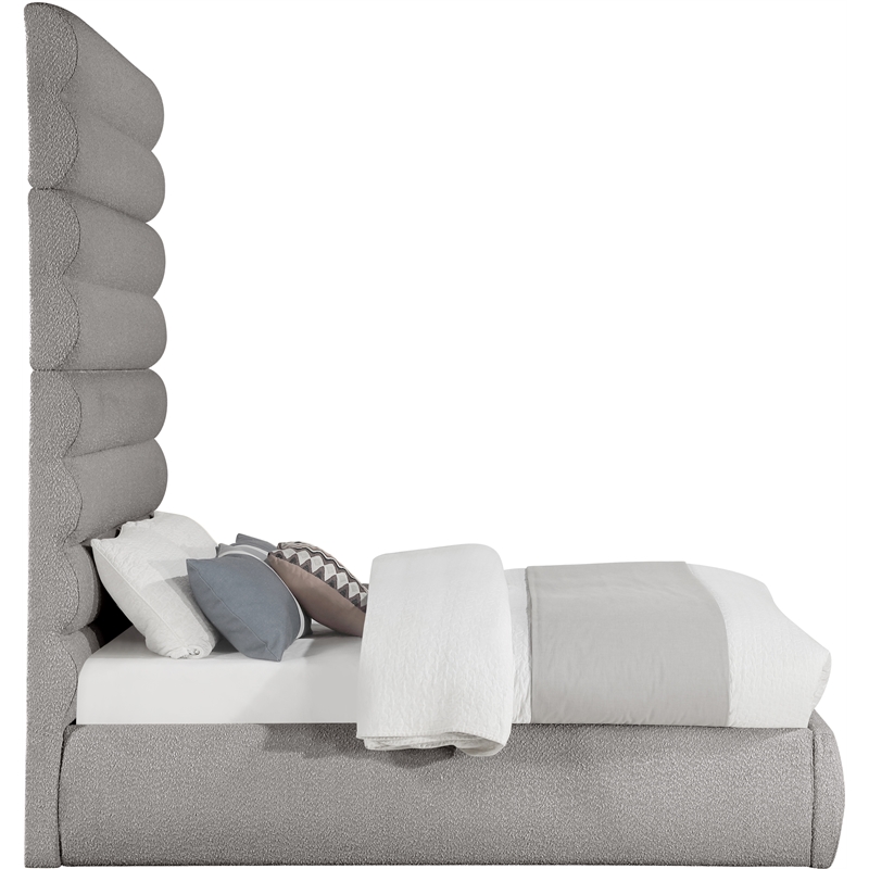 Meridian Furniture Adam Taupe Boucle Fabric Full Bed