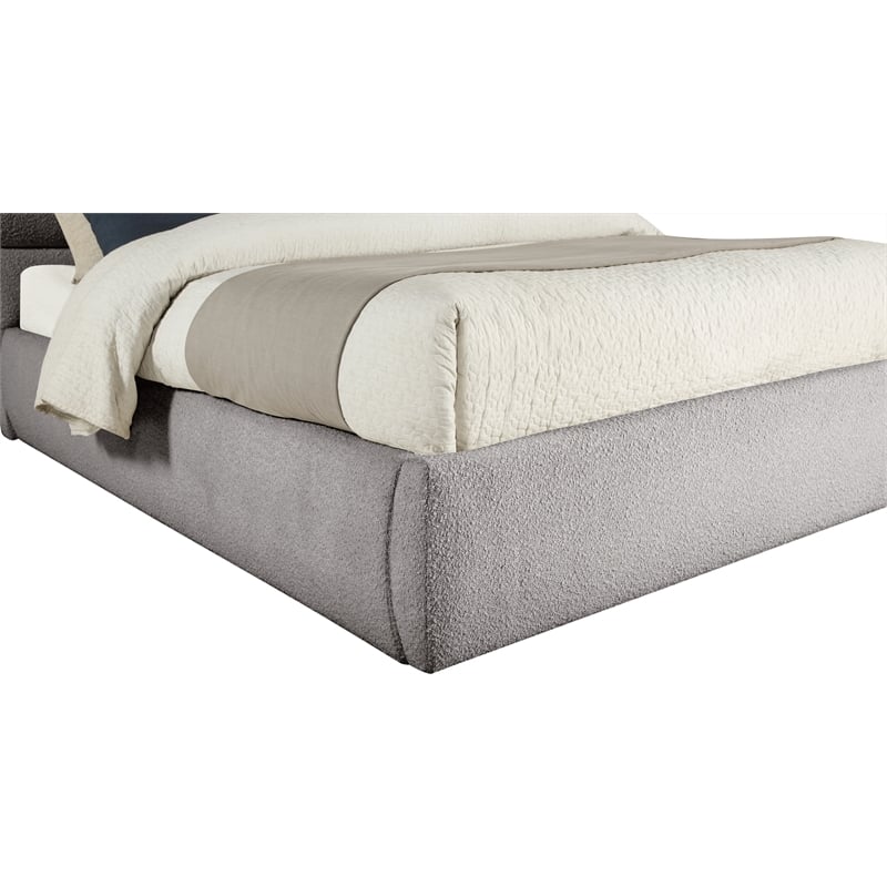 Meridian Furniture Adam Taupe Boucle Fabric King Bed