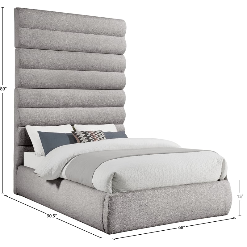Meridian Furniture Adam Taupe Boucle Fabric King Bed