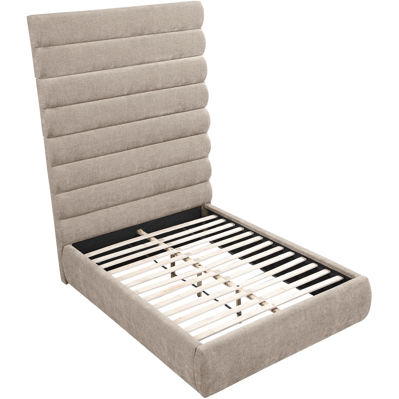 Meridian Furniture Adam Beige Chenille Fabric Full Bed