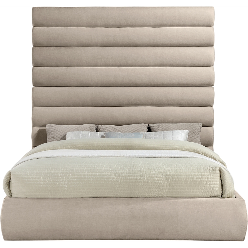 Meridian Furniture Adam Beige Chenille Fabric King Bed