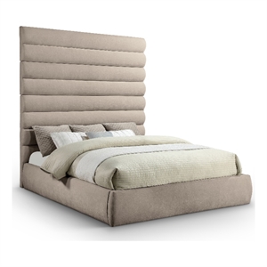 Meridian Furniture Adam Beige Chenille Fabric King Bed