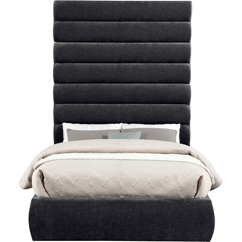 Meridian Furniture Adam Black Chenille Fabric Full Bed