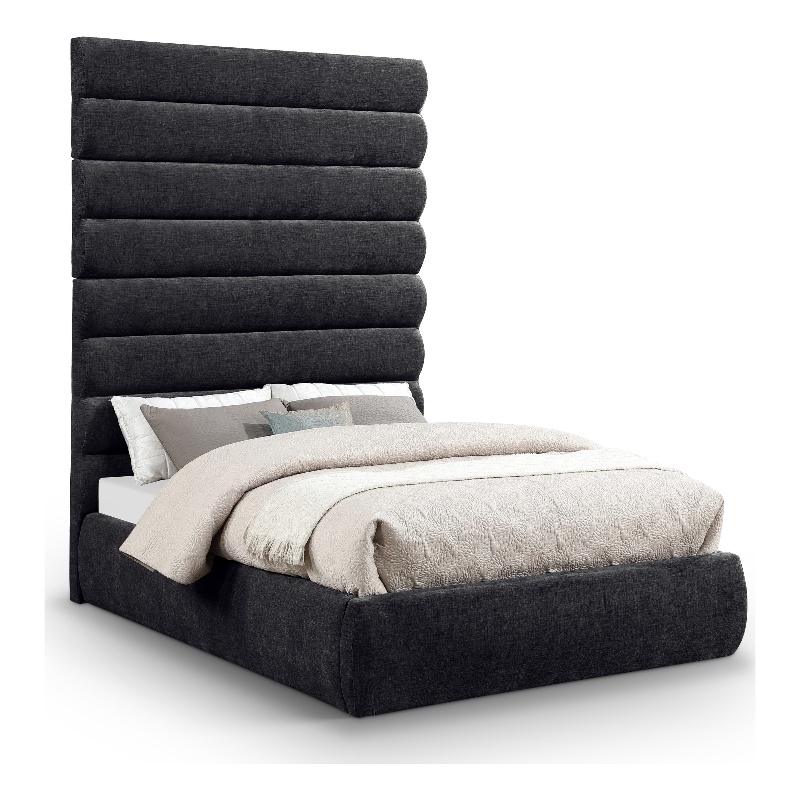 Meridian Furniture Adam Black Chenille Fabric Full Bed