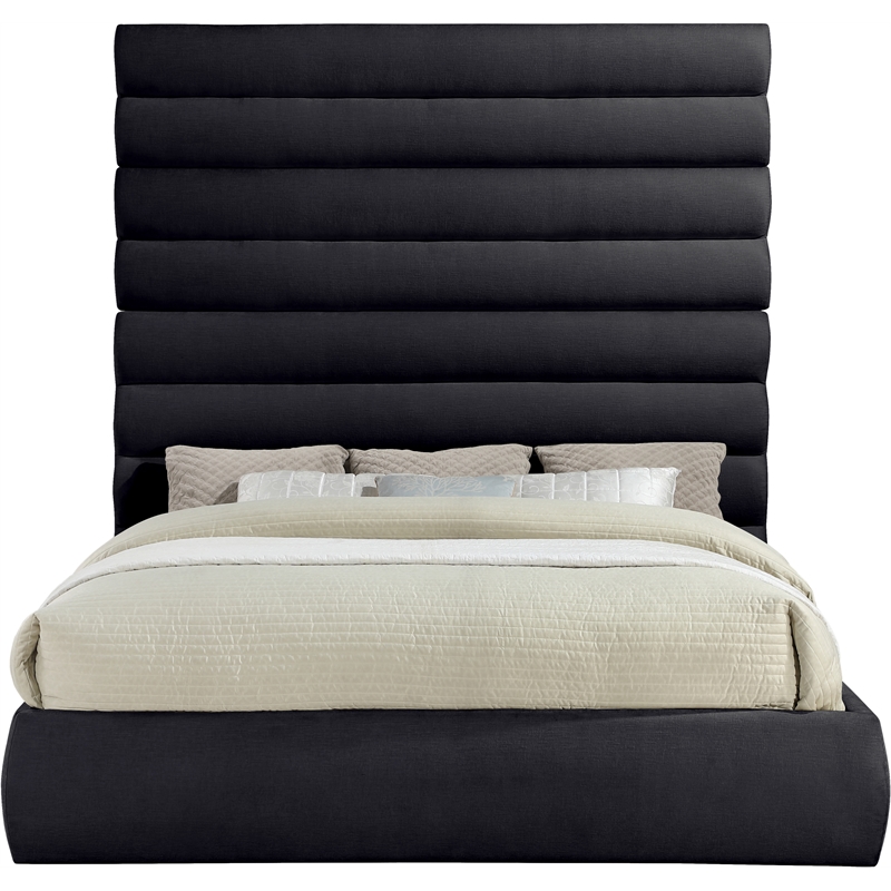 Meridian Furniture Adam Black Chenille Fabric King Bed