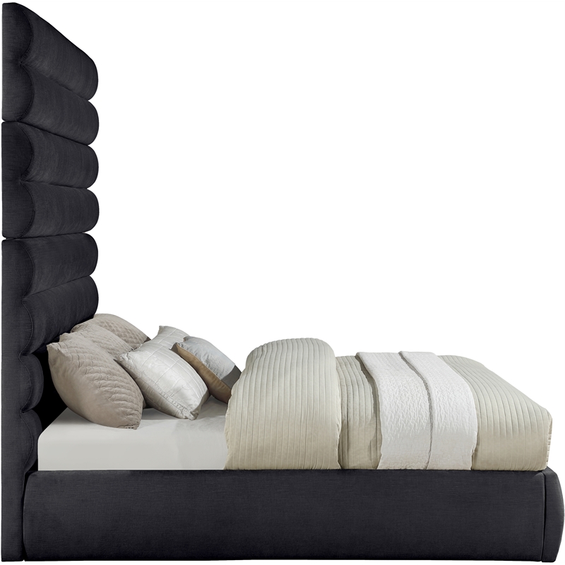 Meridian Furniture Adam Black Chenille Fabric King Bed