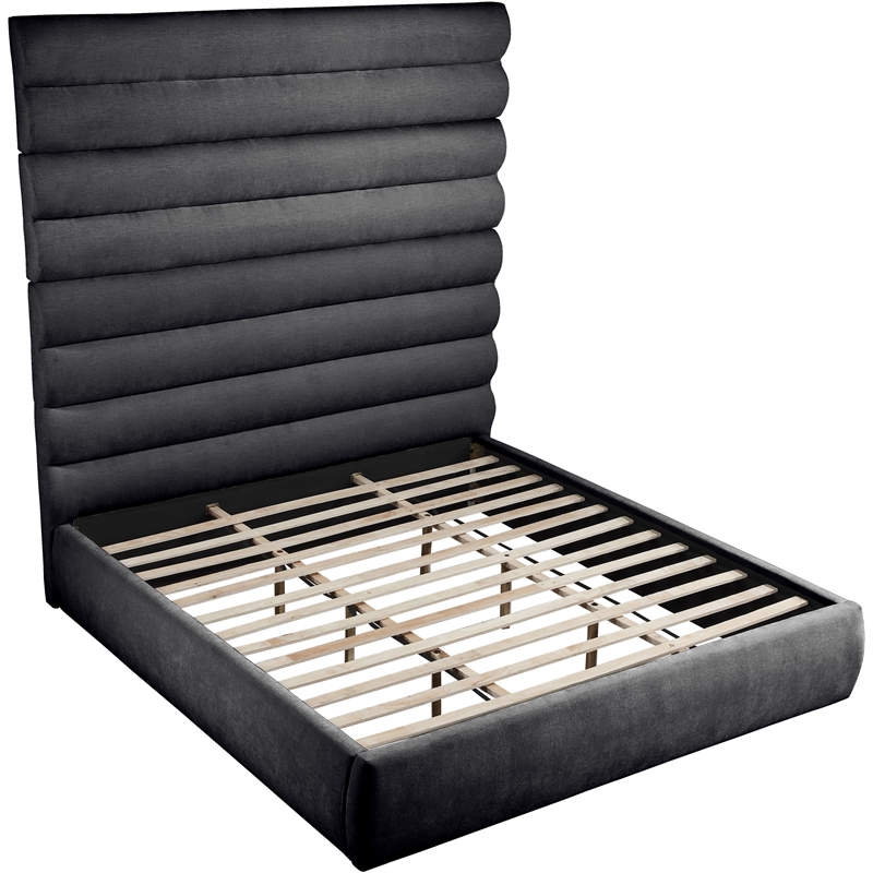 Meridian Furniture Adam Black Chenille Fabric King Bed