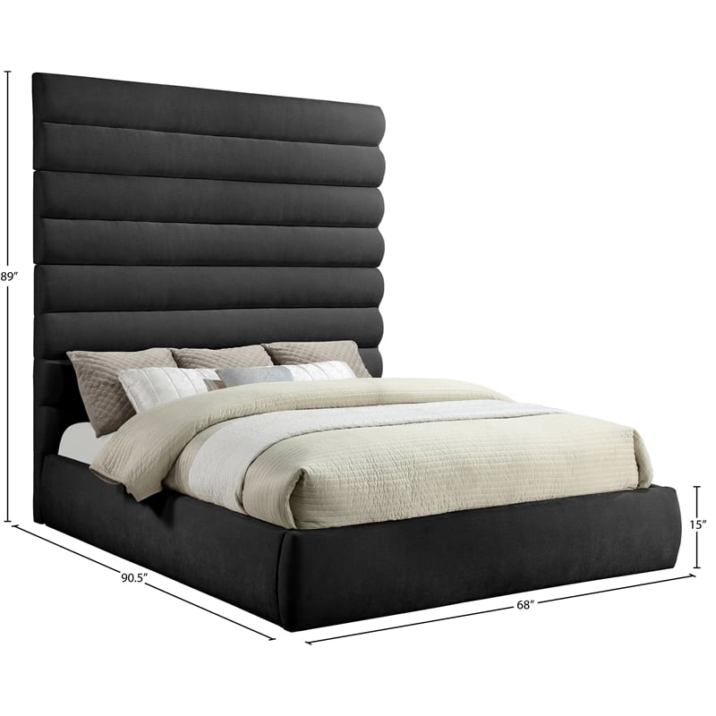 Meridian Furniture Adam Black Chenille Fabric King Bed