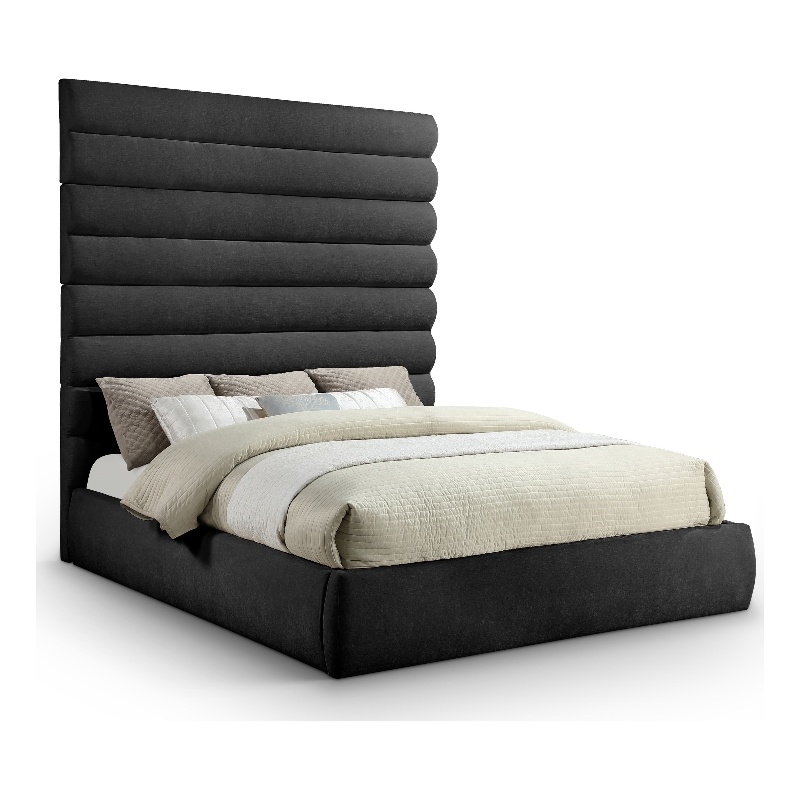 Meridian Furniture Adam Black Chenille Fabric King Bed