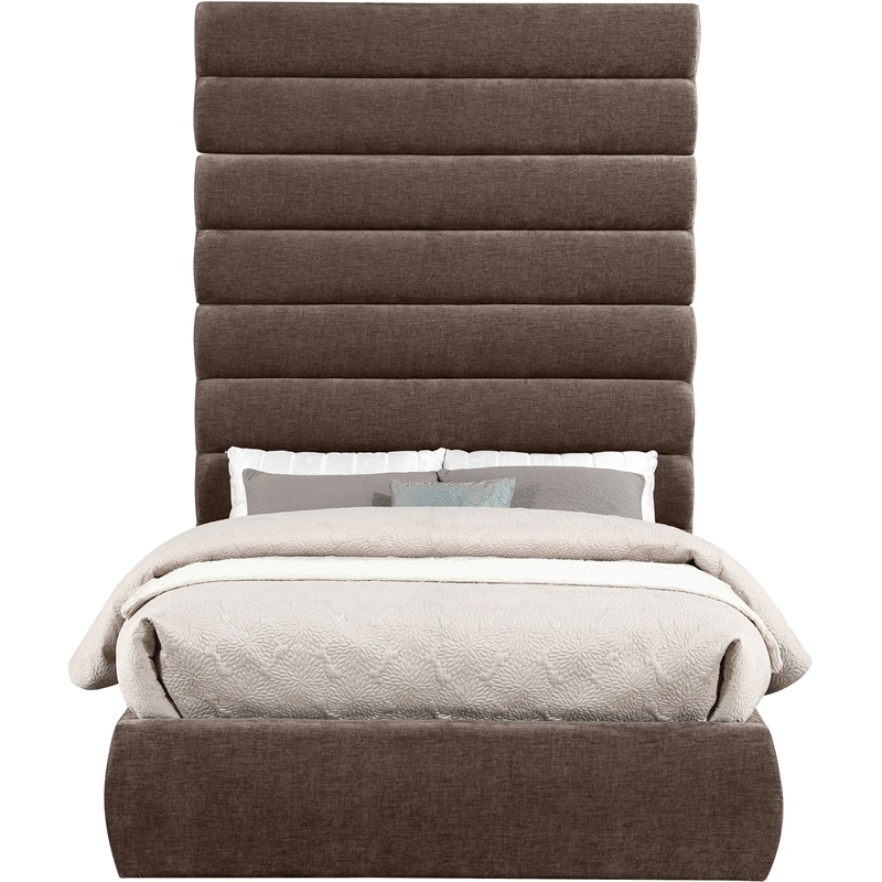 Meridian Furniture Adam Brown Chenille Fabric Full Bed
