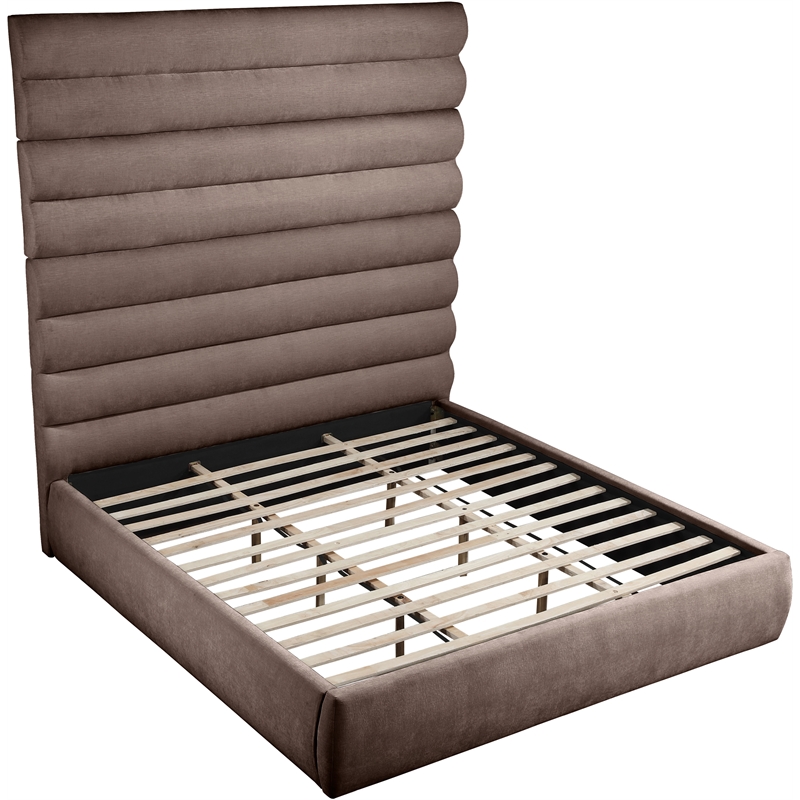 Meridian Furniture Adam Brown Chenille Fabric King Bed
