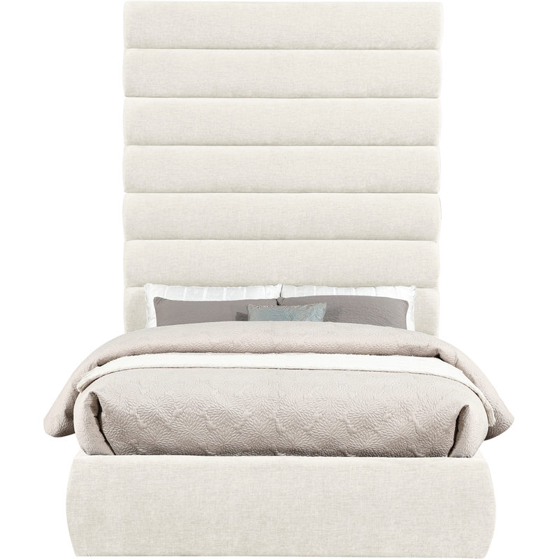 Meridian Furniture Adam Cream Chenille Fabric Full Bed