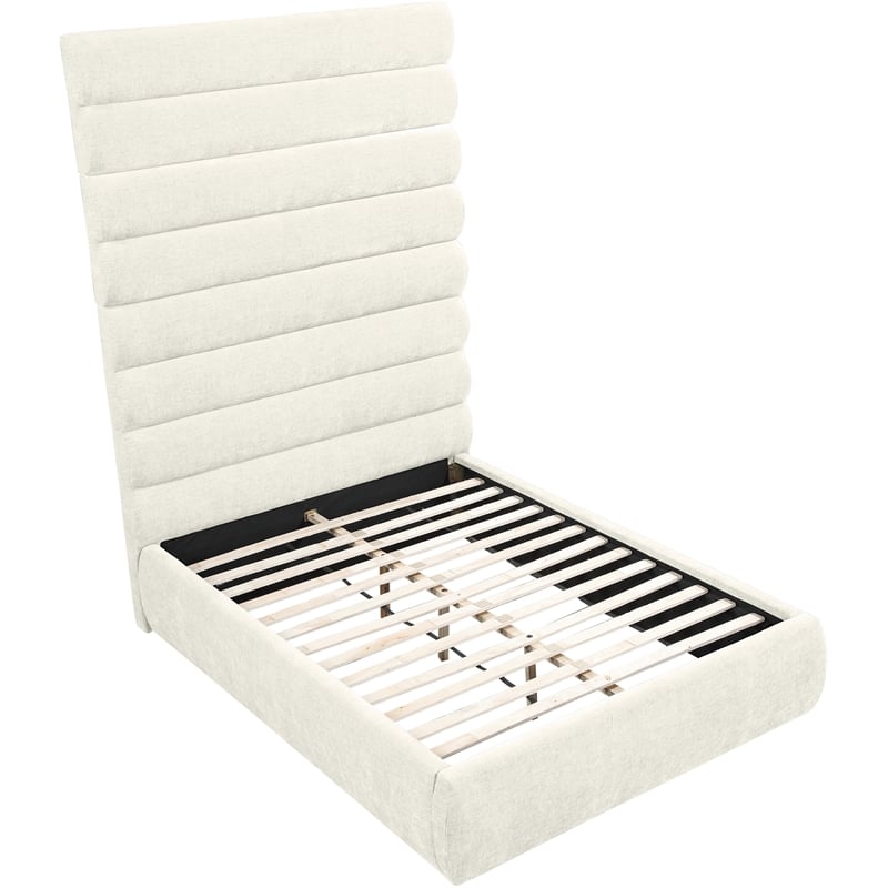 Meridian Furniture Adam Cream Chenille Fabric Full Bed