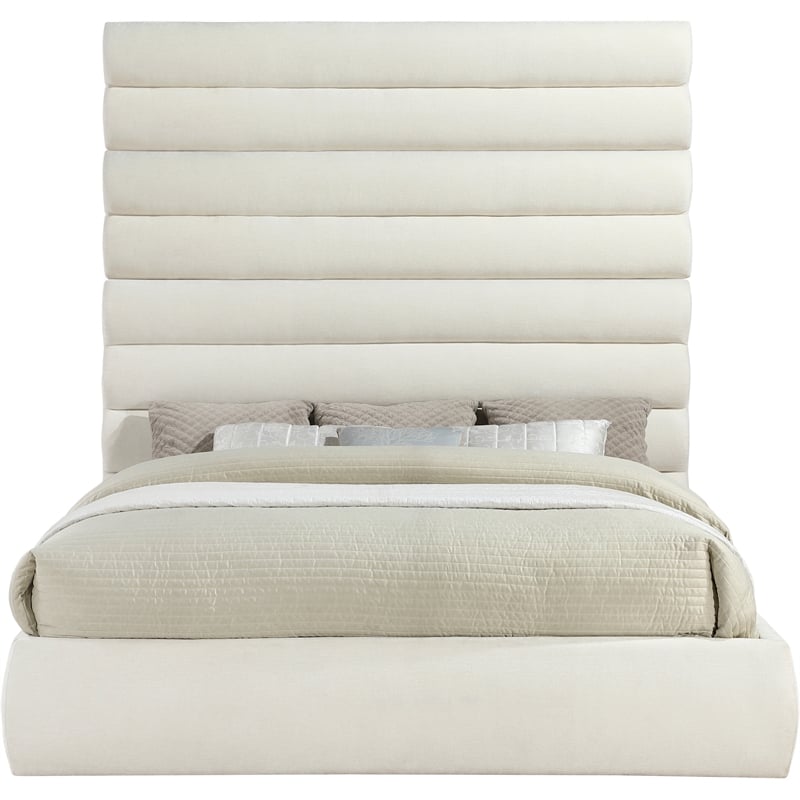 Meridian Furniture Adam Cream Chenille Fabric King Bed