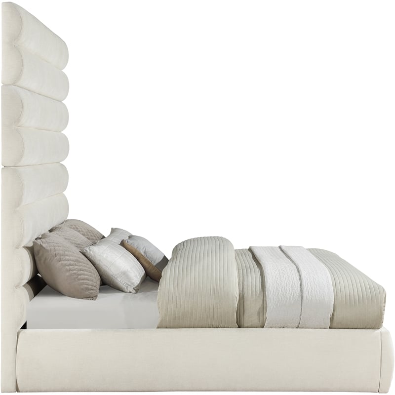 Meridian Furniture Adam Cream Chenille Fabric King Bed