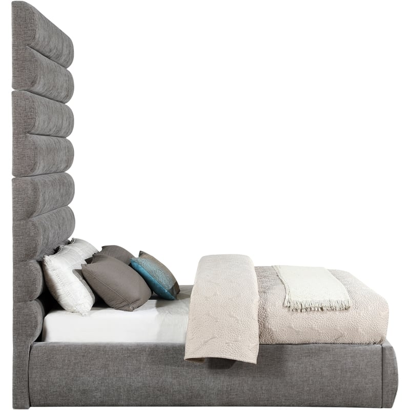 Meridian Furniture Adam Grey Chenille Fabric Full Bed