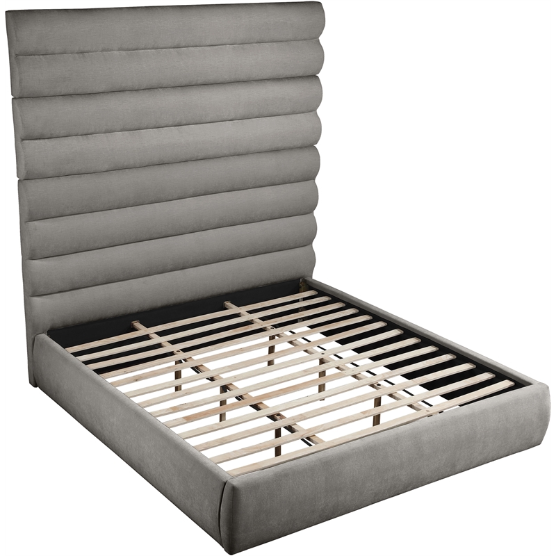 Meridian Furniture Adam Grey Chenille Fabric King Bed