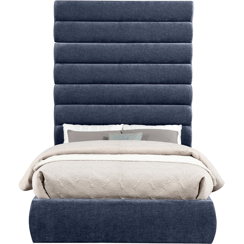 Meridian Furniture Adam Navy Chenille Fabric Full Bed