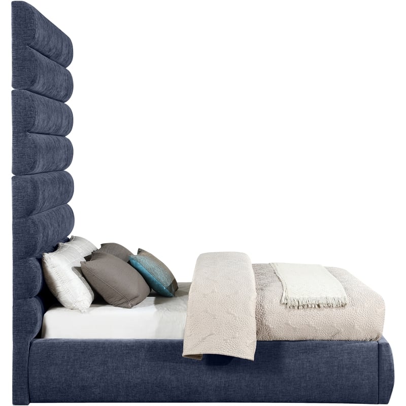 Meridian Furniture Adam Navy Chenille Fabric Full Bed