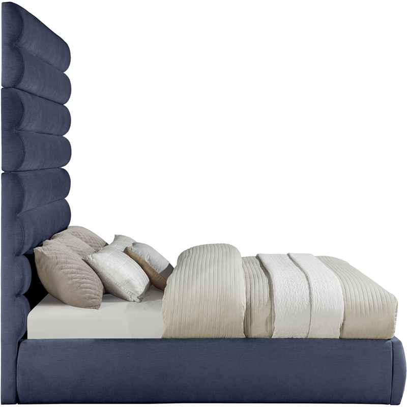 Meridian Furniture Adam Navy Chenille Fabric King Bed