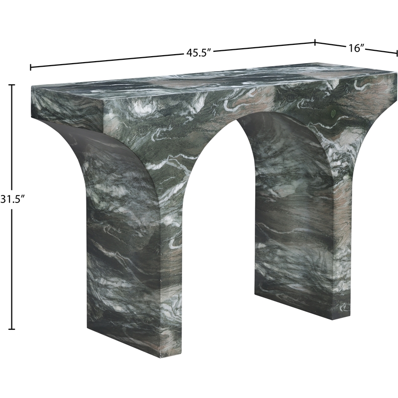 Meridian Furniture Pomezia Green Marble Finish Console Table
