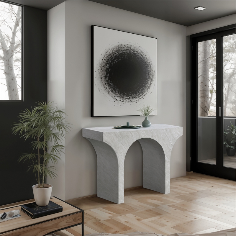 Meridian Furniture Pomezia White Marble Finish Console Table