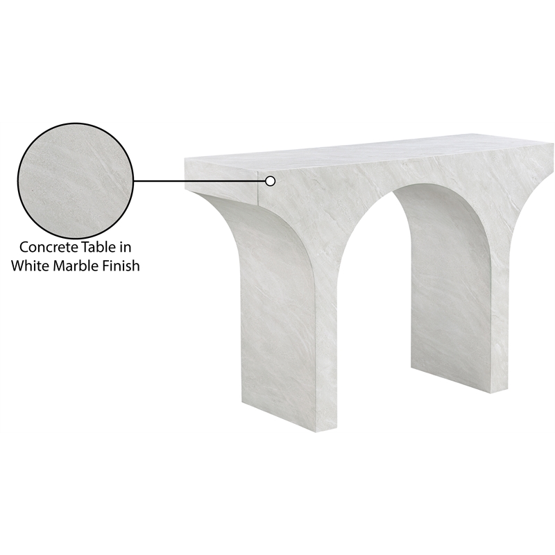 Meridian Furniture Pomezia White Marble Finish Console Table