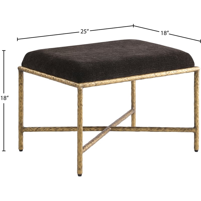 Meridian Furniture Valley Brown Chenille Fabric Bench