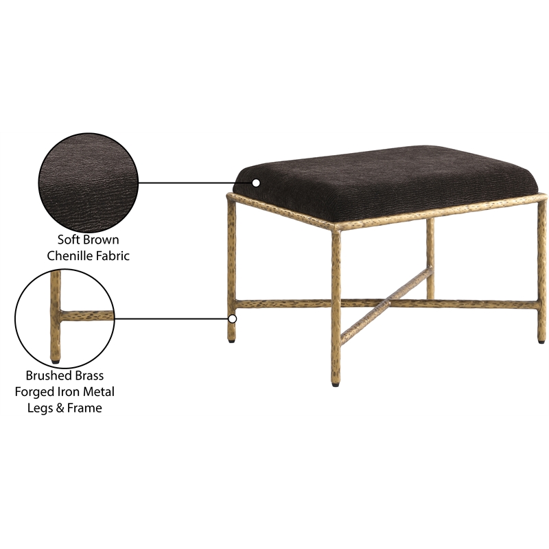 Meridian Furniture Valley Brown Chenille Fabric Bench
