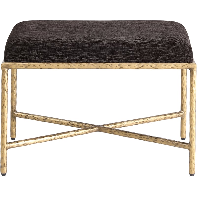 Meridian Furniture Valley Brown Chenille Fabric Bench