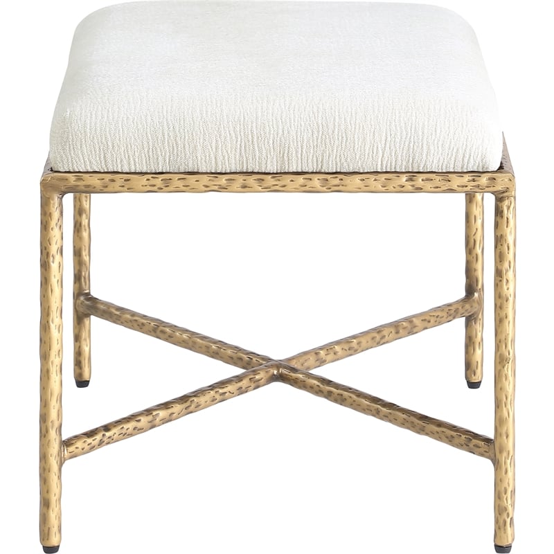 Meridian Furniture Valley Cream Chenille Fabric Bench