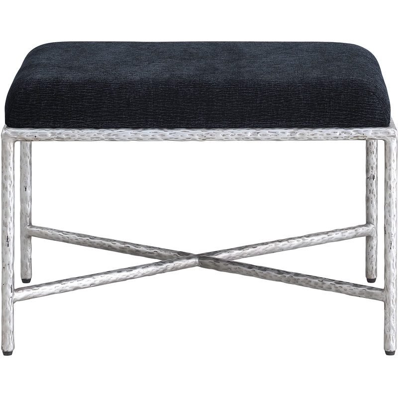 Meridian Furniture Valley Black Chenille Fabric Bench