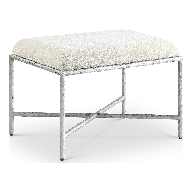 Meridian Furniture Valley Cream Chenille Fabric Bench