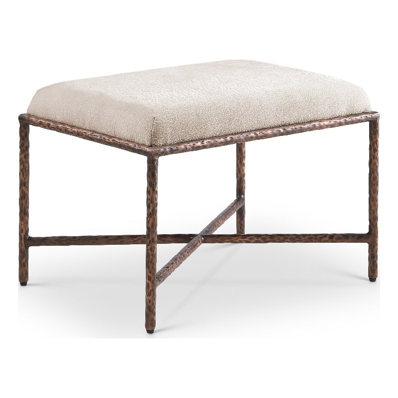Meridian Furniture Valley Beige Chenille Fabric Bench