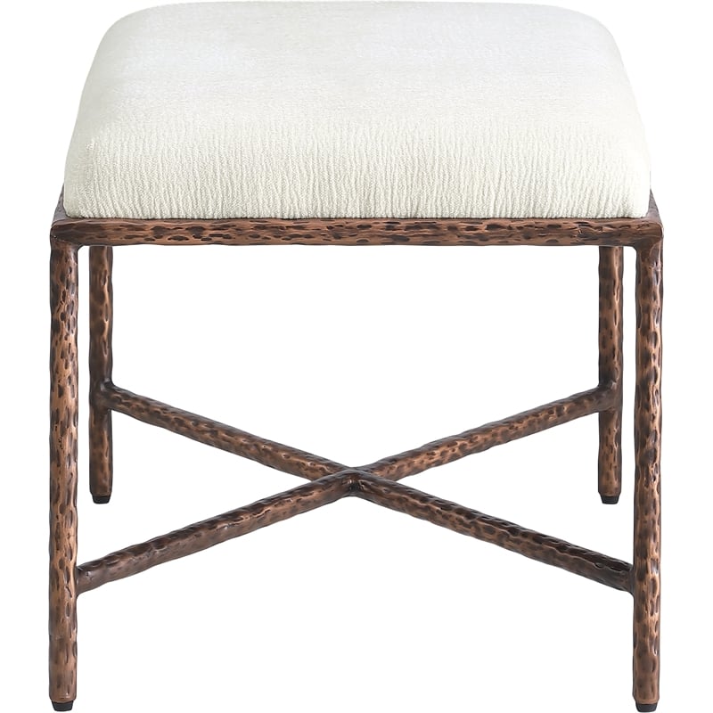 Meridian Furniture Valley Cream Chenille Fabric Bench