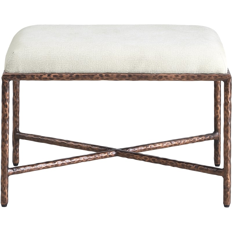 Meridian Furniture Valley Cream Chenille Fabric Bench