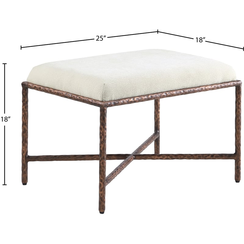 Meridian Furniture Valley Cream Chenille Fabric Bench