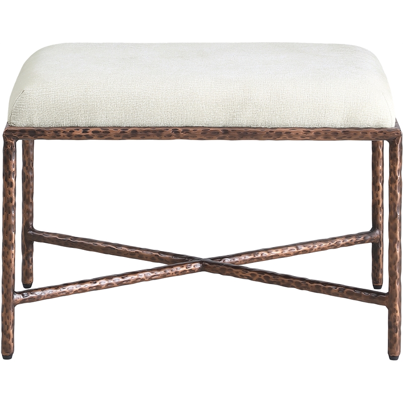 Meridian Furniture Valley Cream Chenille Fabric Bench