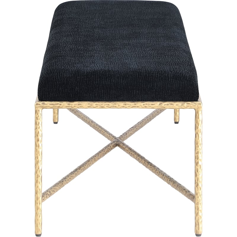 Meridian Furniture Valley Black Chenille Fabric Bench
