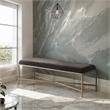 Meridian Furniture Valley Brown Chenille Fabric Bench