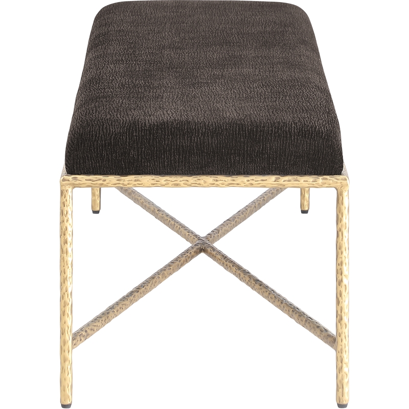 Meridian Furniture Valley Brown Chenille Fabric Bench
