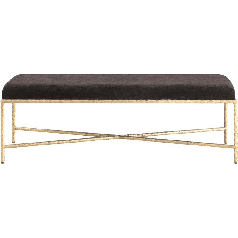 Meridian Furniture Valley Brown Chenille Fabric Bench