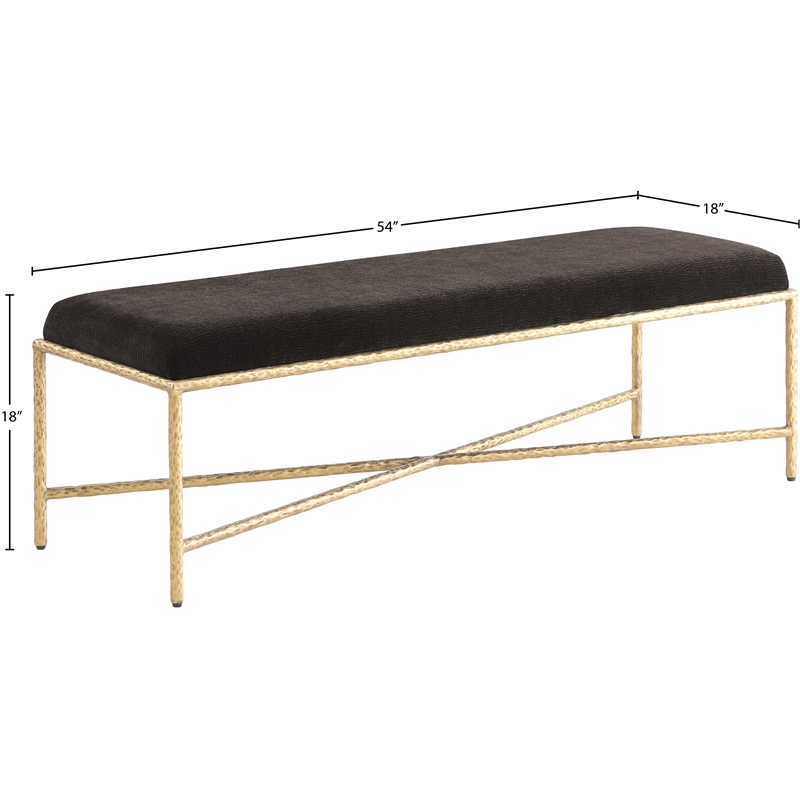 Meridian Furniture Valley Brown Chenille Fabric Bench