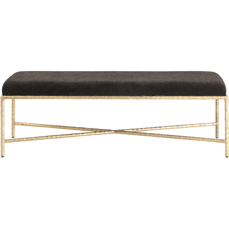 Meridian Furniture Valley Brown Chenille Fabric Bench