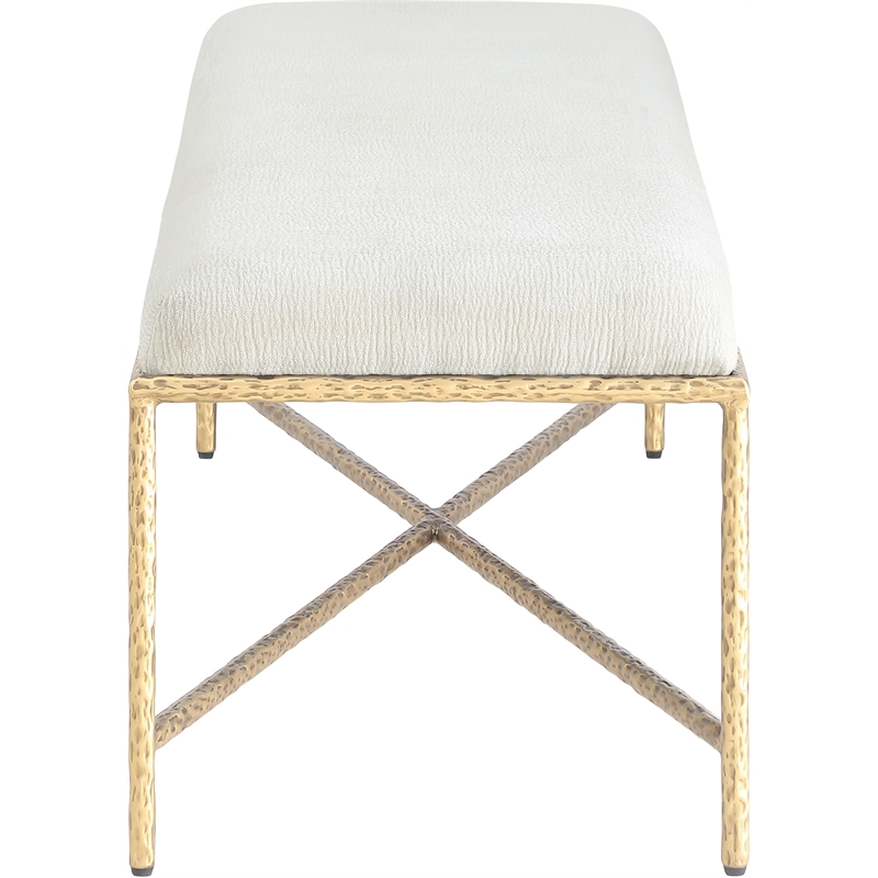 Meridian Furniture Valley Cream Chenille Fabric Bench