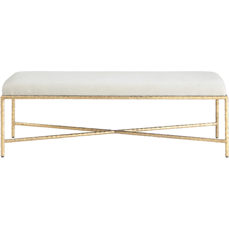 Meridian Furniture Valley Cream Chenille Fabric Bench